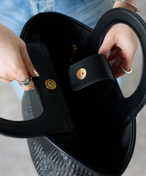 エコレザーかごハンドバッグ 12-1093